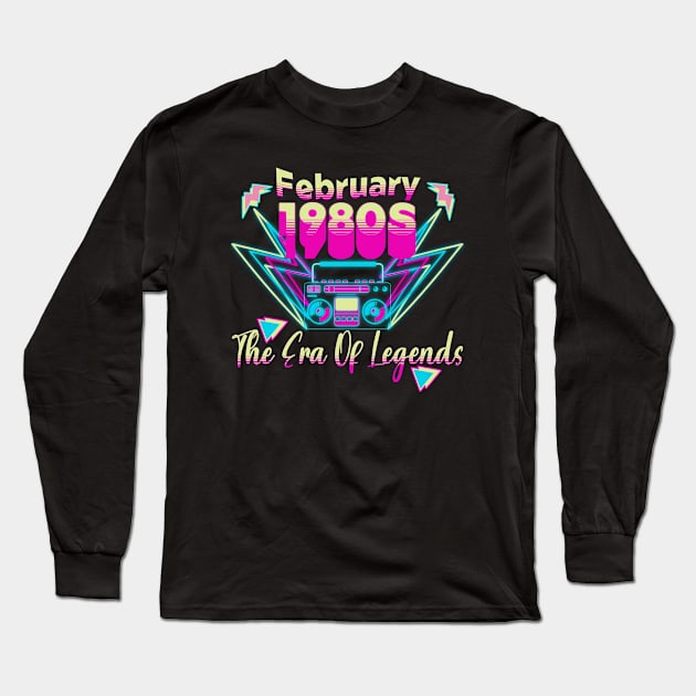 Birthday Boombox 1980s 80s Era Born Retro 1980 Long Sleeve T-Shirt by Outrageous Flavors